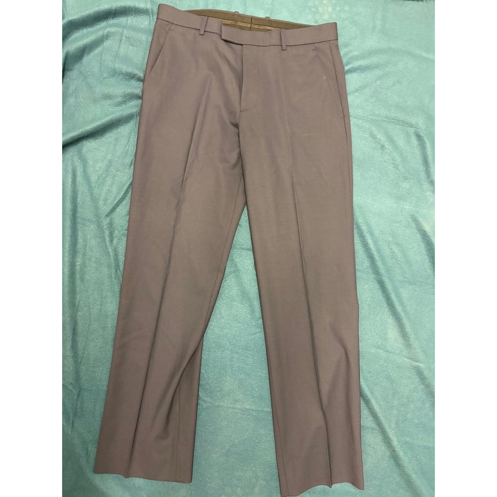 Theory Mens Dress Pants Size 32  Dark Blue Slate Gray Flat Front Trousers